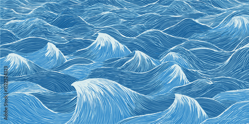 linear summer waves vector pattern