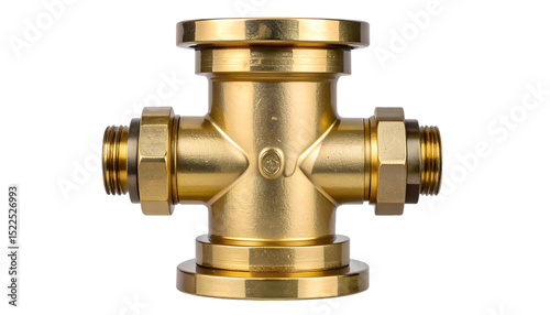 High-quality Brass Cross Fitting Plumbing Valve Industrial Part Detailed Closeup