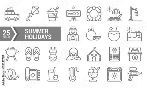 25 Summer Holidays Line Icons for Your Website or App.