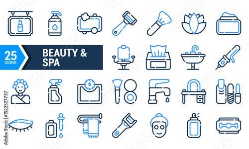 25 Blue Line Icons for Beauty & Spa Businesses.