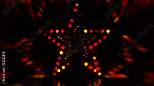 Orange and Red Disco Glow in the Star Shaped Tunnel Background VJ Loop in 4K