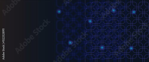 Abstract technology background with geometric pattern and glowing dots for digital design use