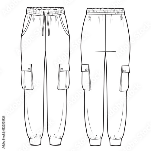 Jersey relaxed fit cargo jogger. Template, mockup