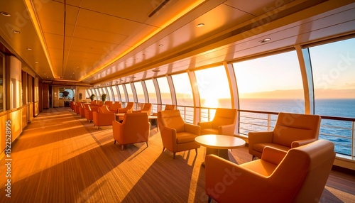 Luxury Cruise Ship Lounge at Sunset