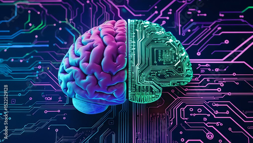 Human Brain   Circuit Board  AI  Neural Network  Technology Concept
