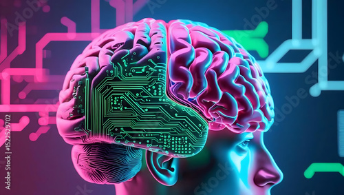 AI Brain  Digital Mind  Circuitry  Neural Network  Technology Concept
