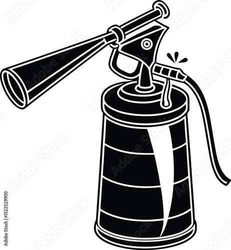 Photorealistic Black and White Drawing of a Spray Can or Atomizer – Detailed Industrial Object Illustration
