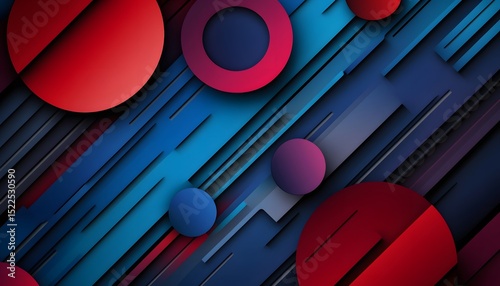 Abstract design with overlapping circles and diagonal lines.