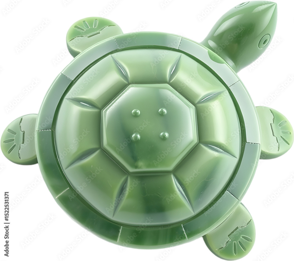 Fototapeta premium Smoothly carved jade turtle with detailed limbs, sharp shell edges, natural depth, and elegant simplicity. 