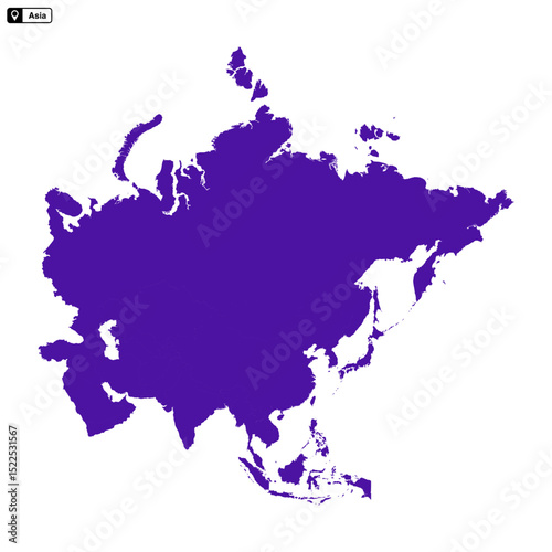 Asia continent map vector isolated on transparent background