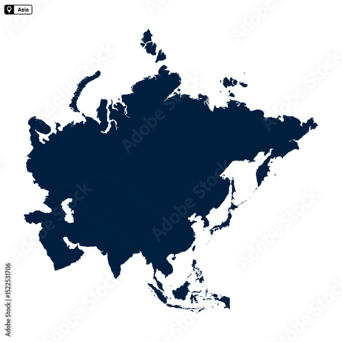 Asia continent map vector isolated on transparent background