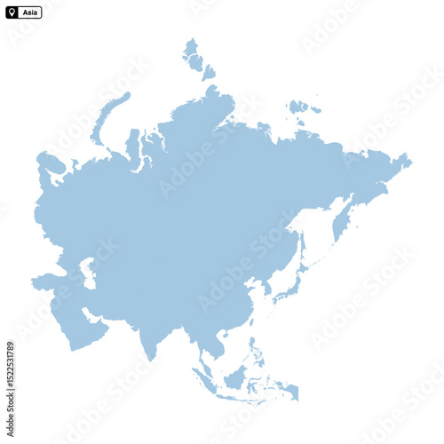 Asia continent map vector isolated on transparent background