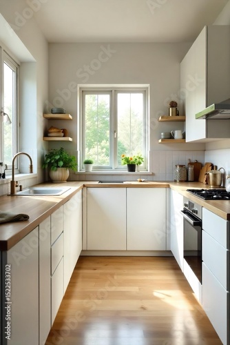 Wallpaper Mural A clean and organized kitchen after a thorough housework session Gleaming countertops, spotless appliances, and a fresh, inviting atmosphere , countertops, appliances, cleaning products Torontodigital.ca