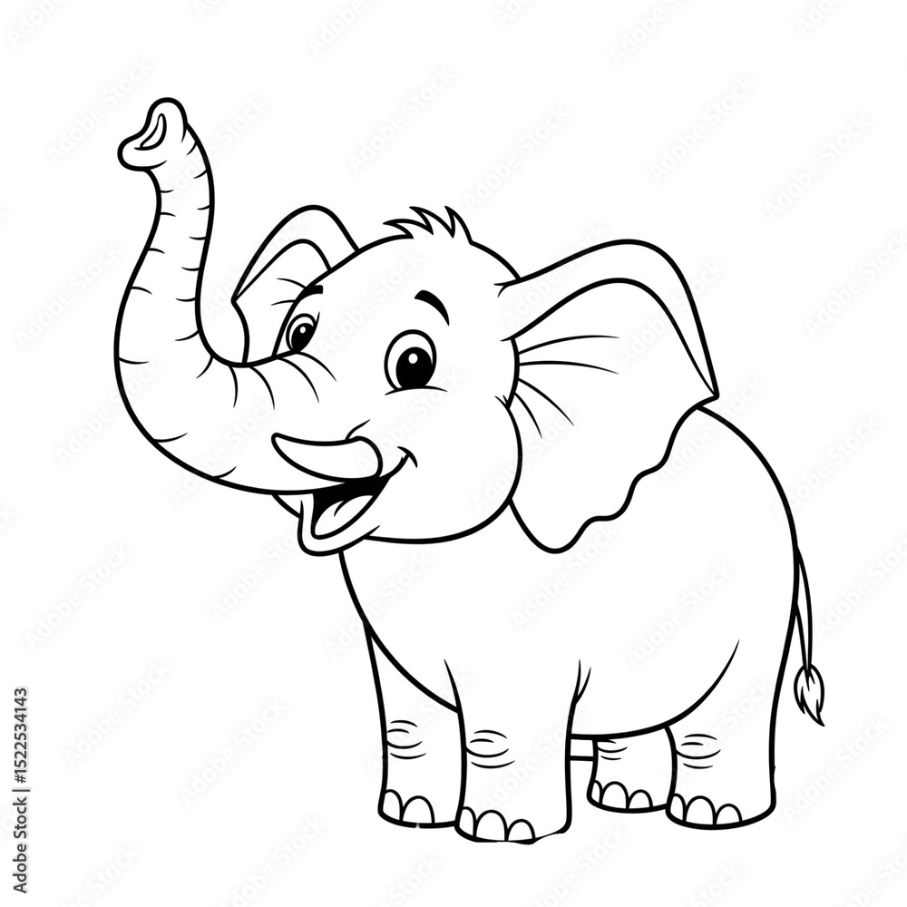 Fototapeta premium Elephant animal, elephant, illustration, vector, mammal, character, fun, toy, cute, art, love, funny, isolated, mouse, smile, happy, baby Elephant Coloring Pages Animal Coloring Pages For Kindergarten