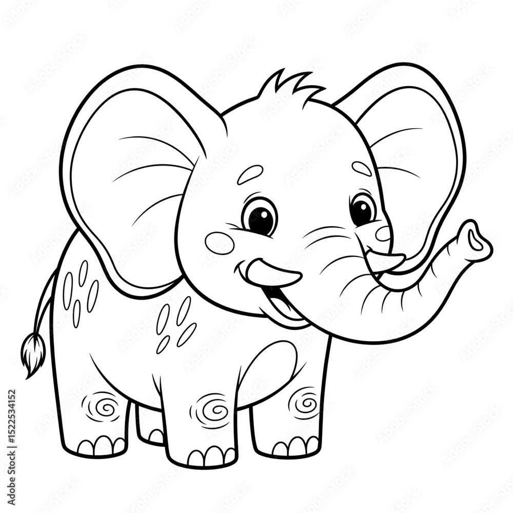 Fototapeta premium Elephant animal, elephant, illustration, vector, mammal, character, fun, toy, cute, art, love, funny, isolated, mouse, smile, happy, baby Elephant Coloring Pages Animal Coloring Pages For Kindergarten