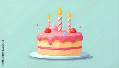 Happy birthday cake flat style icon vector design