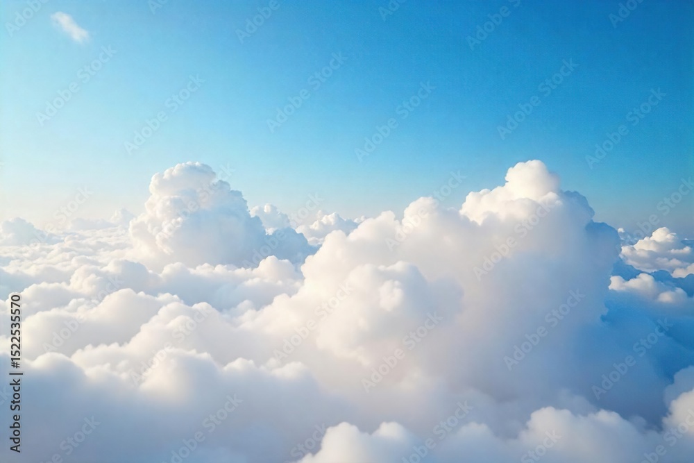 Soft, fluffy clouds drift lazily across a vibrant blue sky, embodying a gentle, comforting atmosphere Perfect for concepts of peace, serenity, and wellbeing , nature, soft, meditation Soft, fluffy clouds drift lazily across a vibrant blue sky, embodying a gentle, comforting atmosphere Perfect for concepts of peace, serenity, and wellbeing , nature, soft, meditation