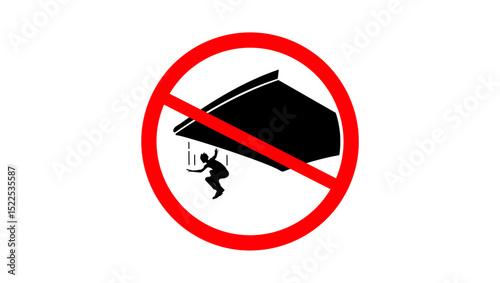 No jumping from bridge sign, black and red isolated silhouette