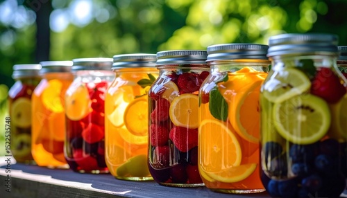 Refreshing Fruit Infused Water in Mason Jars