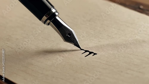 Art of writing with a fountain pen on textured paper captures the elegance of traditional expression and creativity in a serene setting