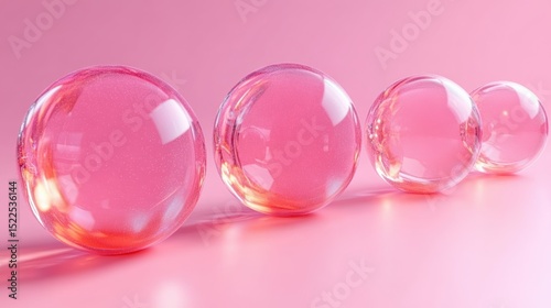 Gradient pink bubbles with delicate texture against solid surface creates a serene tranquil atmosphere