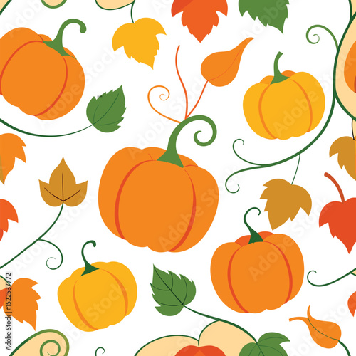 Autumn pumpkin seamless pattern background fall thanksgiving