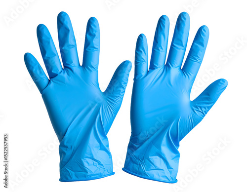 Pair of Blue Nitrile Gloves on Black Background Healthcare Protection Medical Safety Hygiene