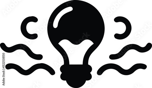 Black Light Bulb with Energy Waves Icon Symbolizing Innovation and Ideas