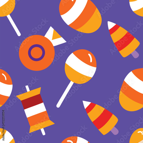 Halloween candy pattern background orange purple wallpaper