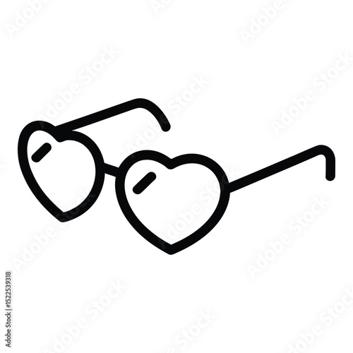 Heart-shaped Sunglasses Icon, Vector, Illustration, Icon, Outline, Line Art, Silhouette, Logo, White Background.
