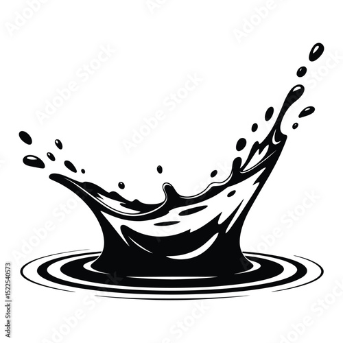 Asymmetrical Abstract Splash Silhouette, Vector, Illustration, Icon, Logo, White Background.