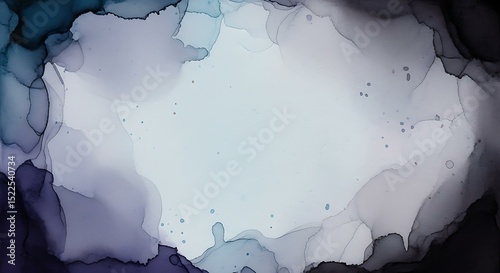 Abstract Alcohol Ink Painting, Blue Grey