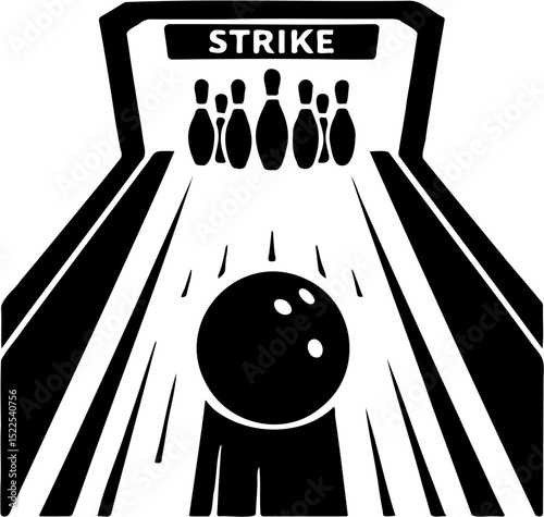 bowling silhouette vector illustration, isolated on white