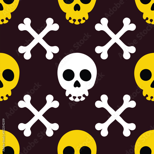 Skull and crossbones halloween pattern vector background