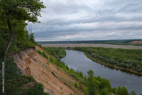View of the Don river on a cloudy May evening. Krivoborie, Voronezh oblast. Russia