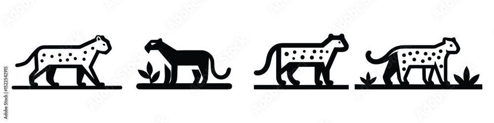 Vector illustration Set Vector Illustrations: Cheetah, Leopard, Panther, Jaguar – Wild Cat Graphics Vector illustration Set Vector Illustrations: Cheetah, Leopard, Panther, Jaguar – Wild Cat Graphics