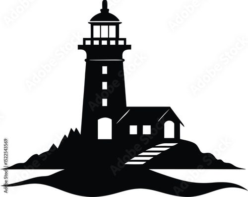 Lighthouse Vector Art, Lighthouse silhouette Icon Clipart
