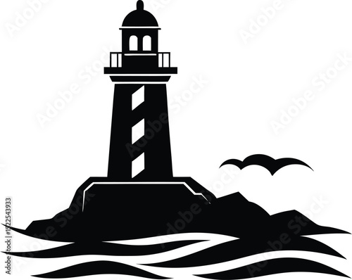 Lighthouse Vector Art, Lighthouse silhouette Icon Clipart
