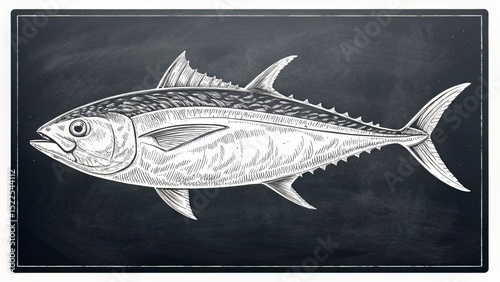 High-Contrast Aggressive Tuna Vector for Sports Branding