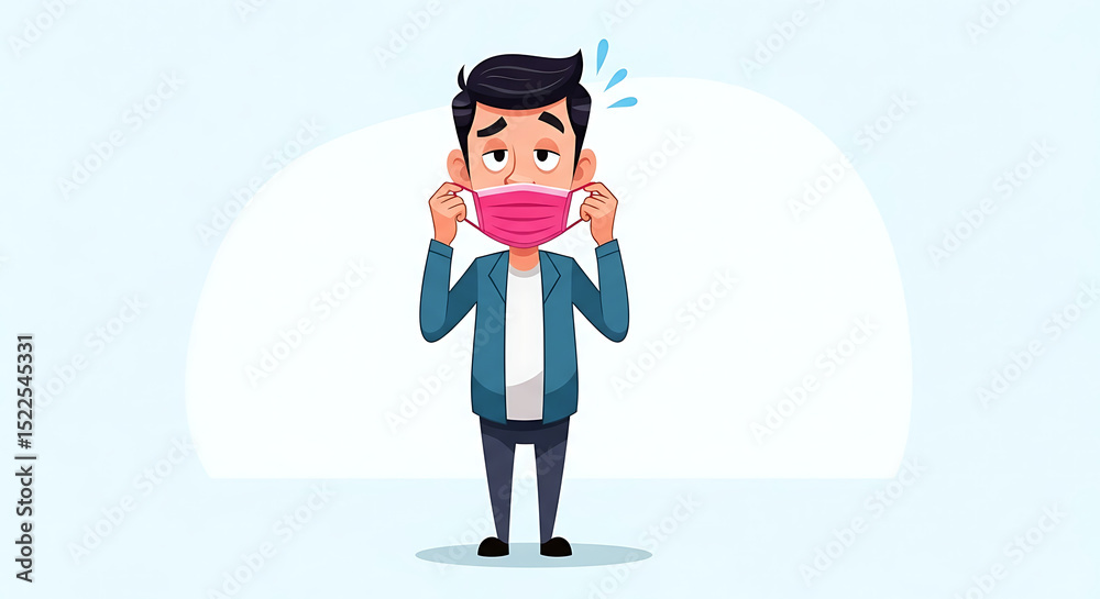 custom made wallpaper toronto digitalFrustrated Man Adjusting His Face Mask A Vector Illustration