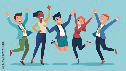 Diverse Group of Business People Cheering and Celebrating Together, Showing Excitement and Success
