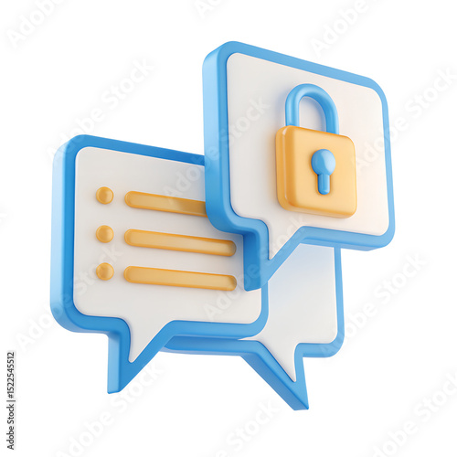 Secure chat icon, a speech bubble with a padlock and encryption lines
