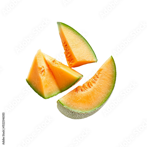 Sweet Melon Slices: Appetizing melon slices, bursting with juicy freshness and vibrant color, invite the viewer to a taste of summer's delight.