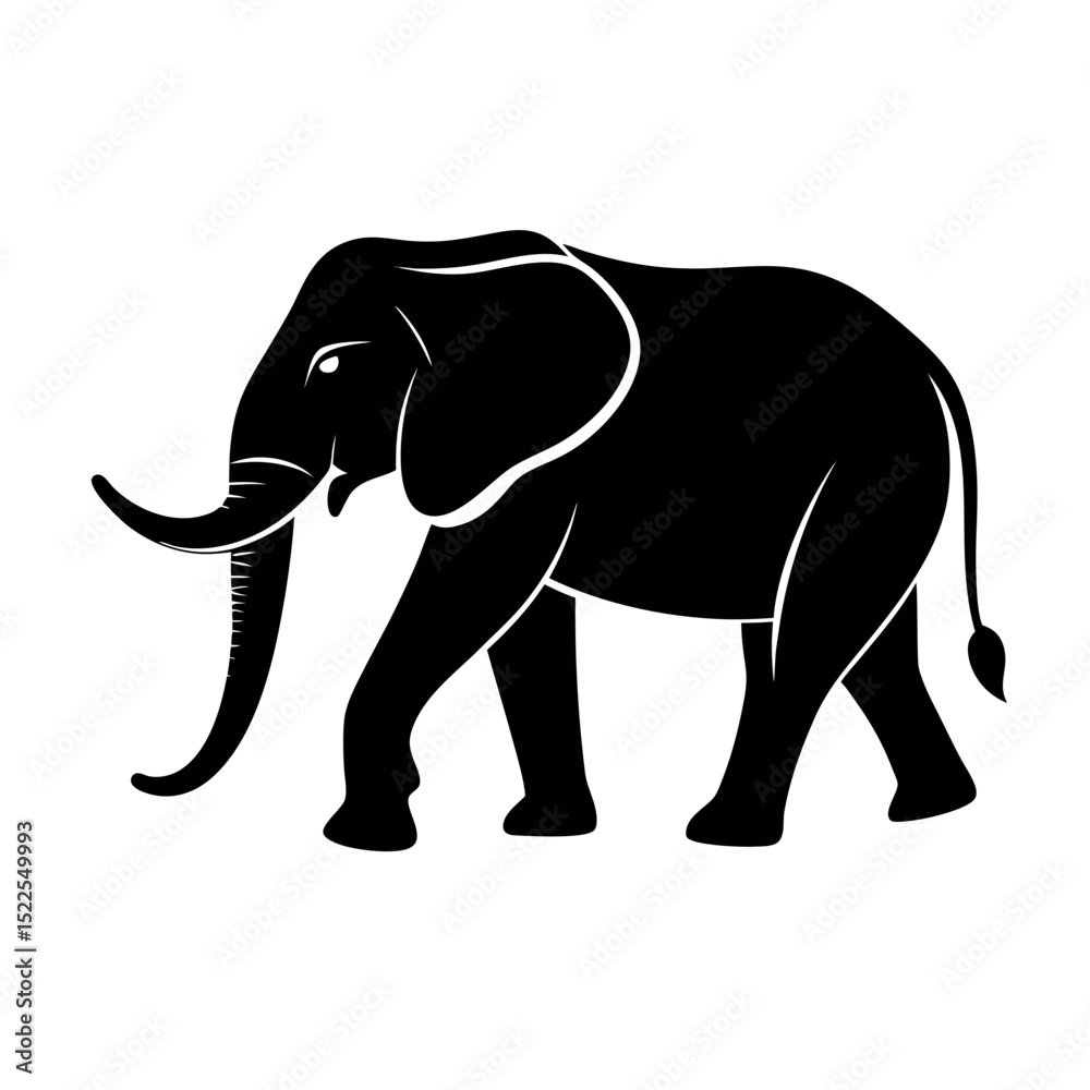 Obraz premium Elephant silhouette vector isolated on white background