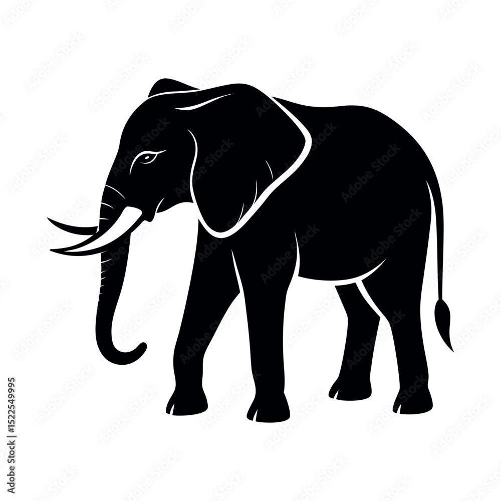 Obraz premium Elephant silhouette vector isolated on white background