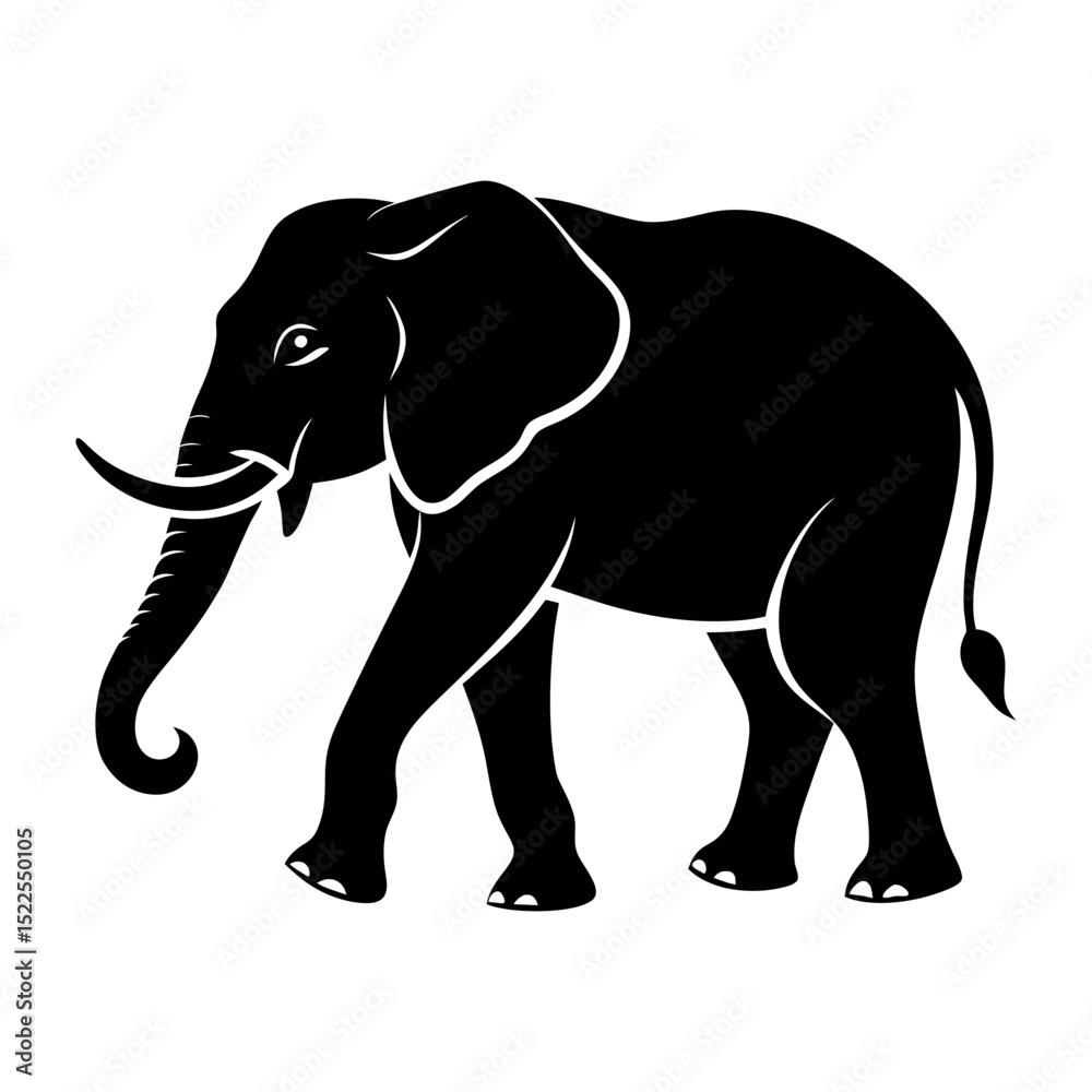 Fototapeta premium Elephant silhouette vector isolated on white background
