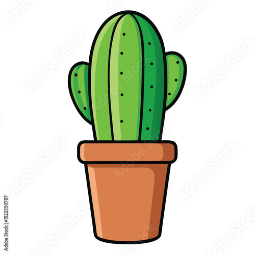 Cactus in a pot isolated on white background. Vector illustration.