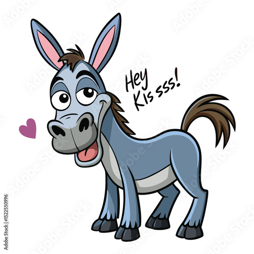 Donkey in love. Vector illustration of a funny cartoon donkey.