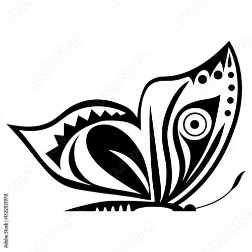 Black and white tribal tattoo design featuring a fish silhouette illustration, ideal for a sea animal or fishing art vector