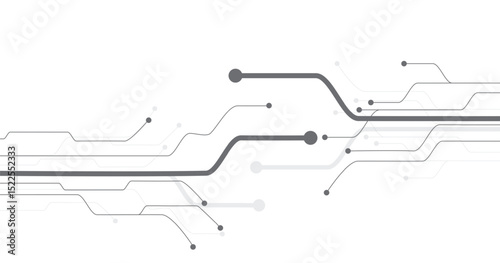 Abstract Futuristic Technology grey lines circuit cyber. High-tech circuit board connection system.Vector abstract technology on a white background.